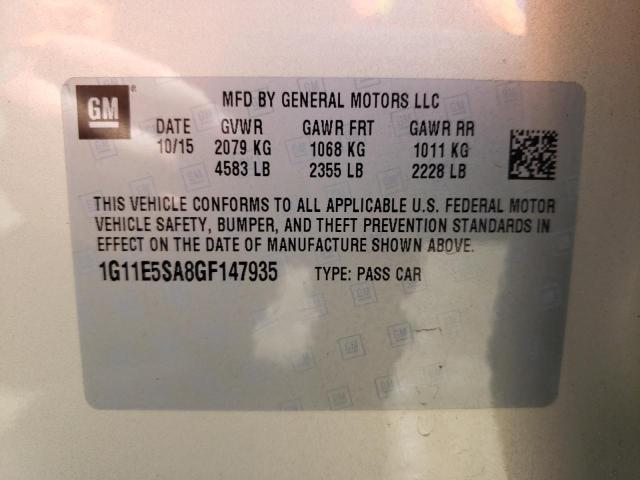 Photo 10 from auction – 2016 CHEVROLET MALIBU LIM with VIN 1G11E5SA8GF147935
