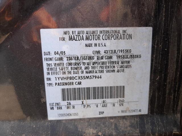 Photo 10 from auction – 2005 MAZDA 6 I with VIN 1YVHP80CX55M57944
