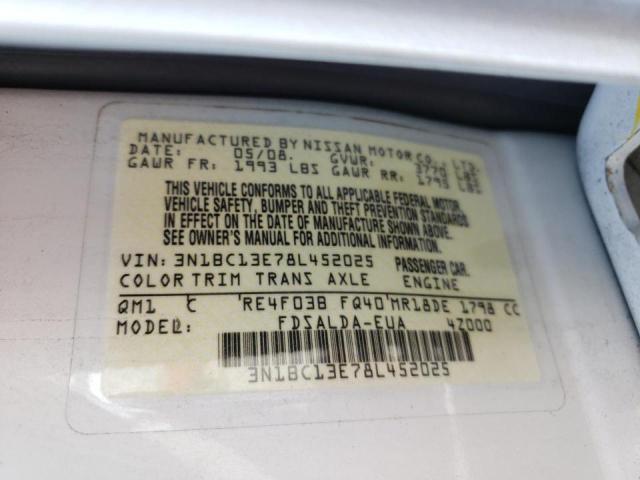 Photo 10 from auction – 2008 NISSAN VERSA S with VIN 3N1BC13E78L452025