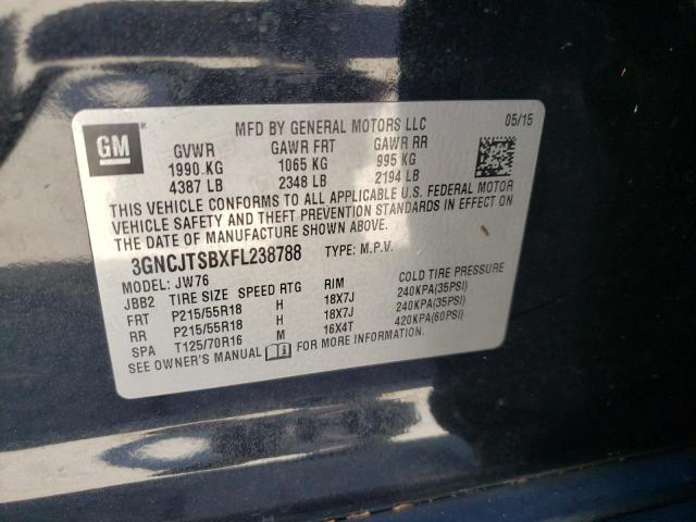 Photo 10 from auction – 2015 CHEVROLET TRAX LTZ with VIN 3GNCJTSBXFL238788
