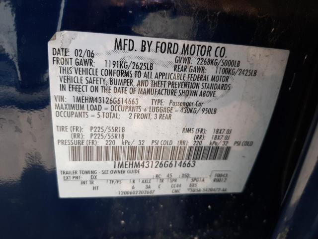 Photo 10 from auction – 2006 MERCURY MONTEGO PR with VIN 1MEHM43126G614663