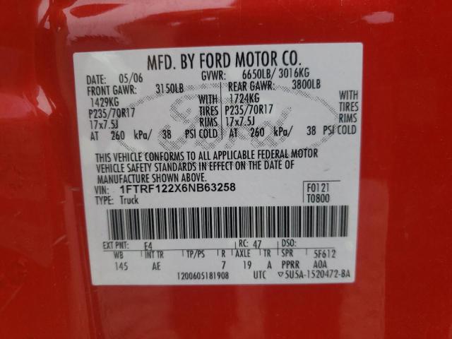 Photo 10 from auction – 2006 FORD F150 with VIN 1FTRF122X6NB63258