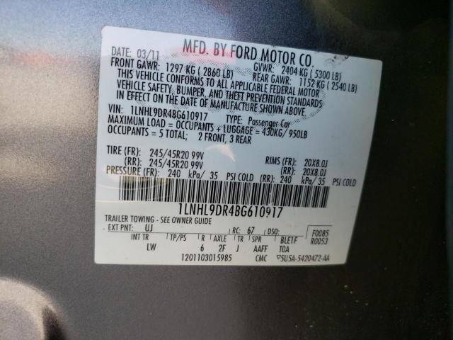 Photo 10 from auction – 2011 LINCOLN MKS with VIN 1LNHL9DR4BG610917