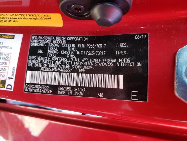 Photo 10 from auction – 2017 TOYOTA 4RUNNER SR with VIN JTEBU5JR1H5466652
