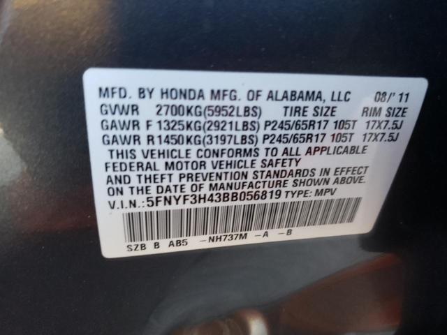 Photo 10 from auction – 2011 HONDA PILOT EX with VIN 5FNYF3H43BB056819