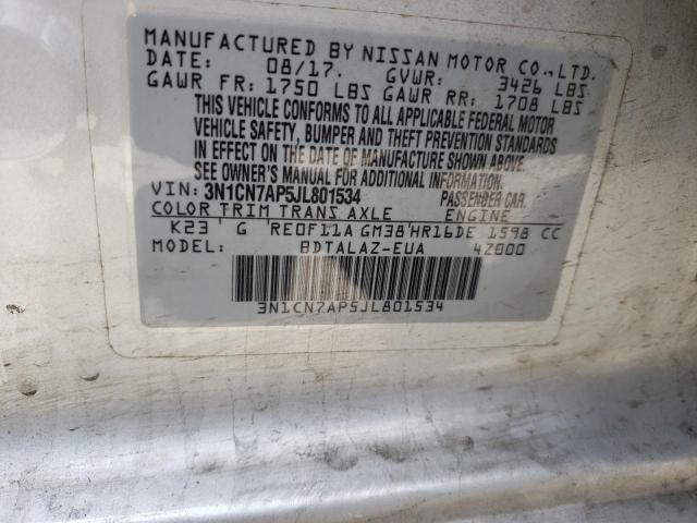 Photo 10 from auction – 2018 NISSAN VERSA with VIN 3N1CN7AP5JL801534