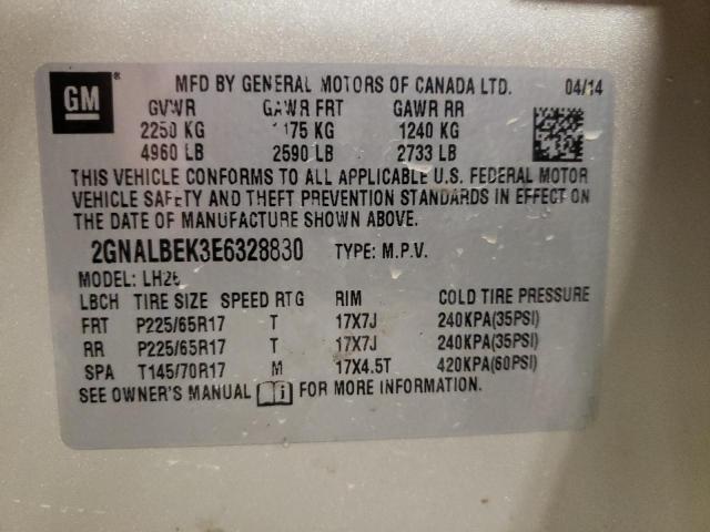 Photo 10 from auction – 2014 CHEVROLET EQUINOX LT with VIN 2GNALBEK3E6328830