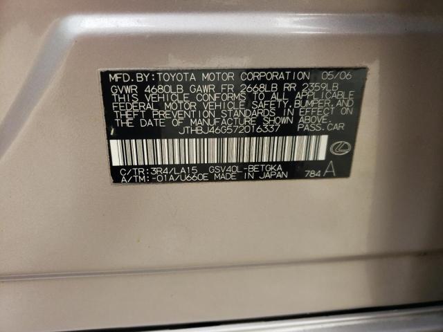 Photo 10 from auction – 2007 LEXUS ES 350 with VIN JTHBJ46G572016337