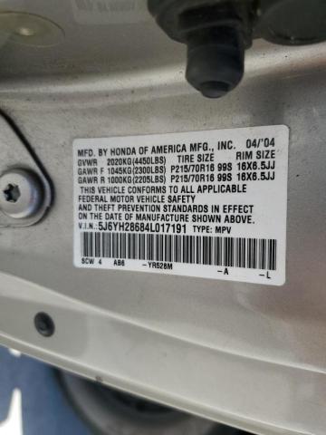Photo 10 from auction – 2004 HONDA ELEMENT EX with VIN 5J6YH28684L017191