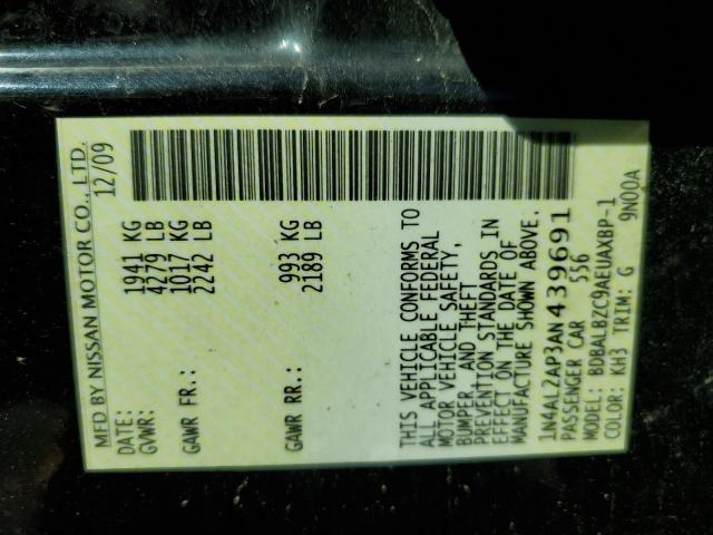Photo 10 from auction – 2010 NISSAN ALTIMA BAS with VIN 1N4AL2AP3AN439691