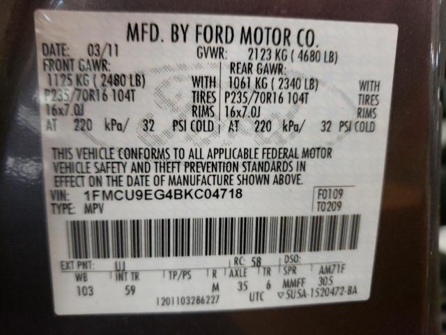 Photo 10 from auction – 2011 FORD ESCAPE LIM with VIN 1FMCU9EG4BKC04718