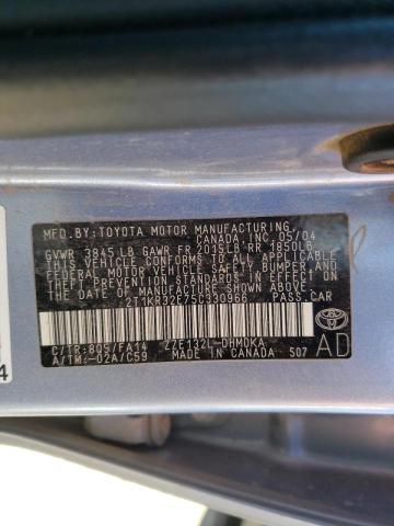 Photo 10 from auction – 2005 TOYOTA COROLLA MA with VIN 2T1KR32E75C330966