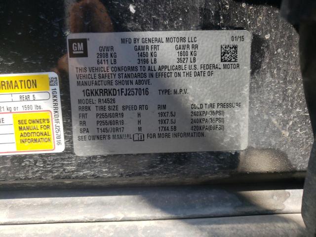 Photo 10 from auction – 2015 GMC ACADIA SLT with VIN 1GKKRRKD1FJ257016