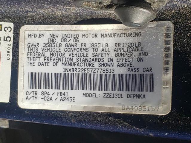 Photo 10 from auction – 2007 TOYOTA COROLLA CE with VIN 1NXBR32E57Z778513