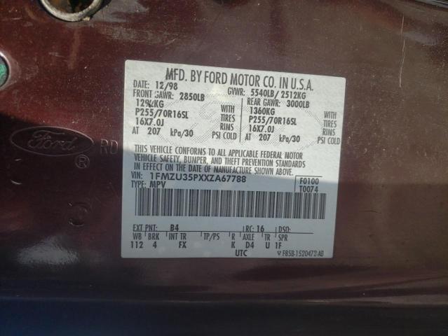 Photo 10 from auction – 1999 FORD EXPLORER with VIN 1FMZU35PXXZA67788