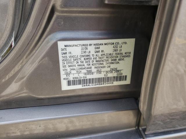 Photo 10 from auction – 2006 NISSAN ALTIMA S with VIN 1N4AL11D46N454448