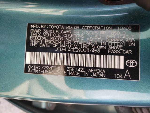 Photo 10 from auction – 2009 TOYOTA COROLLA with VIN JTDBL40E29J047458