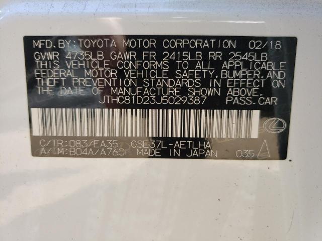 Photo 10 from auction – 2018 LEXUS IS 300 with VIN JTHC81D23J5029387