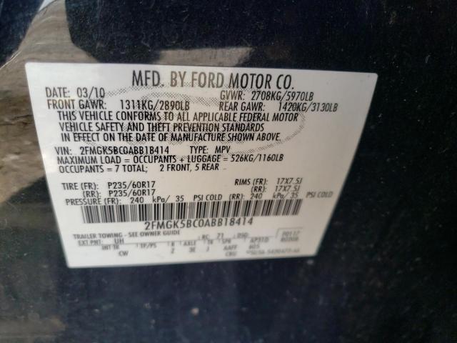 Photo 10 from auction – 2010 FORD FLEX SE with VIN 2FMGK5BC0ABB18414