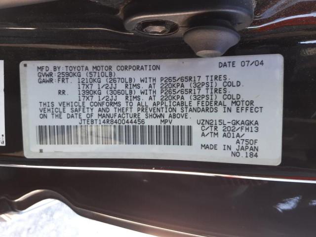 Photo 10 from auction – 2004 TOYOTA 4RUNNER SR with VIN JTEBT14R840044456