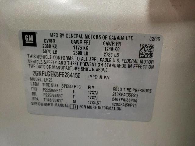 Photo 10 from auction – 2015 CHEVROLET EQUINOX LT with VIN 2GNFLGEK5F6284155