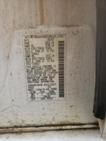Photo 10 from auction – 2008 NISSAN FRONTIER C with VIN 1N6AD07W48C402307