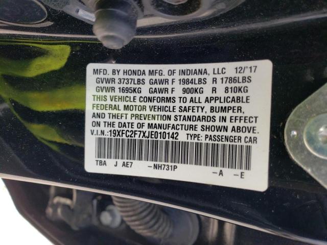 Photo 10 from auction – 2018 HONDA CIVIC EX with VIN 19XFC2F7XJE010142