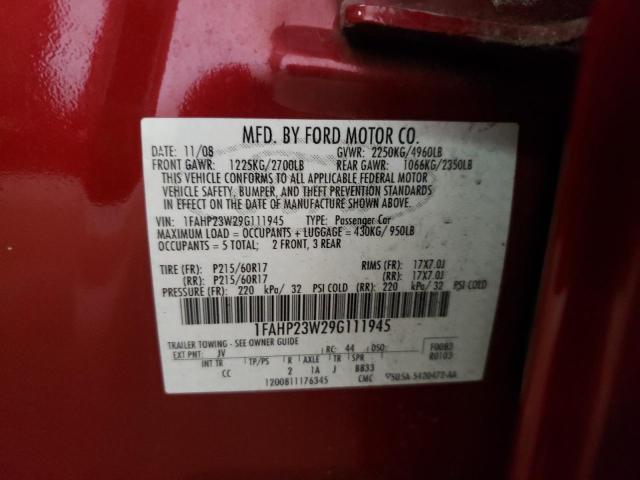 Photo 10 from auction – 2009 FORD TAURUS SE with VIN 1FAHP23W29G111945