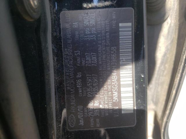 Photo 10 from auction – 2010 HYUNDAI SANTA FE G with VIN 5NMSG3AB4AH398658