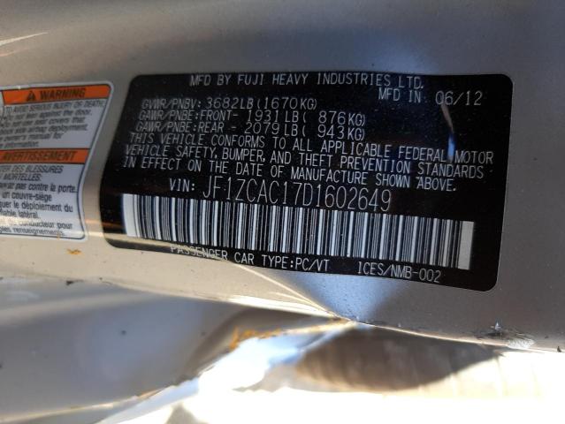 Photo 10 from auction – 2013 SUBARU BRZ 2.0 LI with VIN JF1ZCAC17D1602649