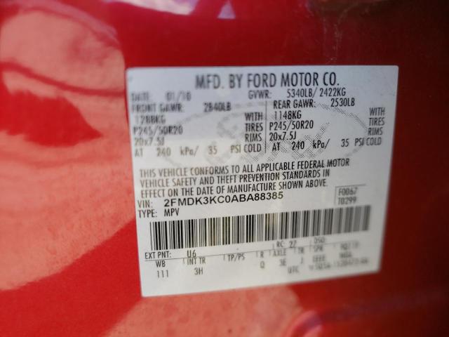 Photo 10 from auction – 2010 FORD EDGE LIMIT with VIN 2FMDK3KC0ABA88385