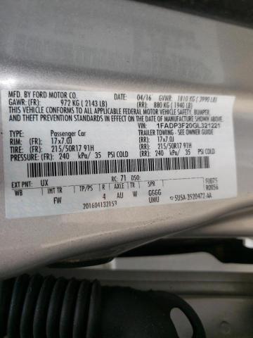 Photo 10 from auction – 2016 FORD FOCUS SE with VIN 1FADP3F20GL321221