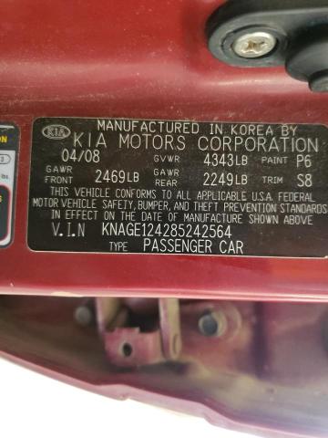 Photo 10 from auction – 2008 KIA OPTIMA LX with VIN KNAGE124285242564