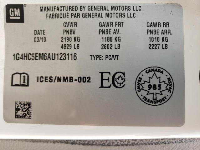 Photo 10 from auction – 2010 BUICK LUCERNE CX with VIN 1G4HC5EM6AU123116