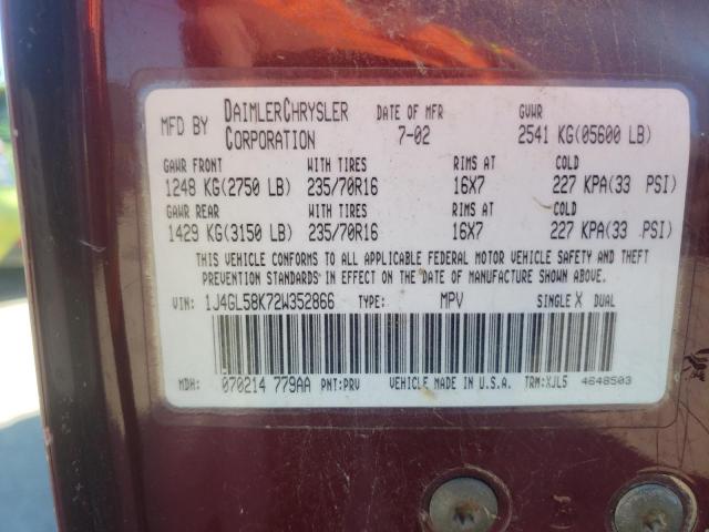 Photo 10 from auction – 2002 JEEP LIBERTY LI with VIN 1J4GL58K72W352866