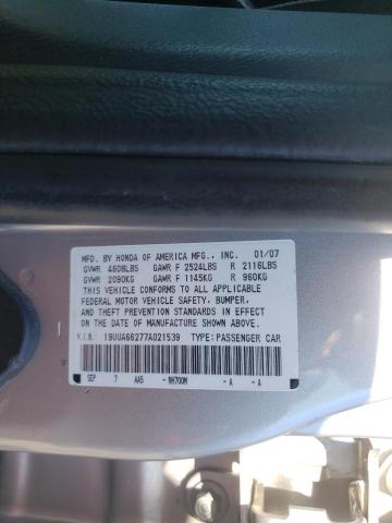 Photo 10 from auction – 2007 ACURA TL with VIN 19UUA66277A021539