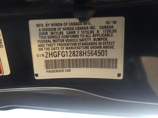 Photo 10 from auction – 2008 HONDA CIVIC EX with VIN 2HGFG12828H564501