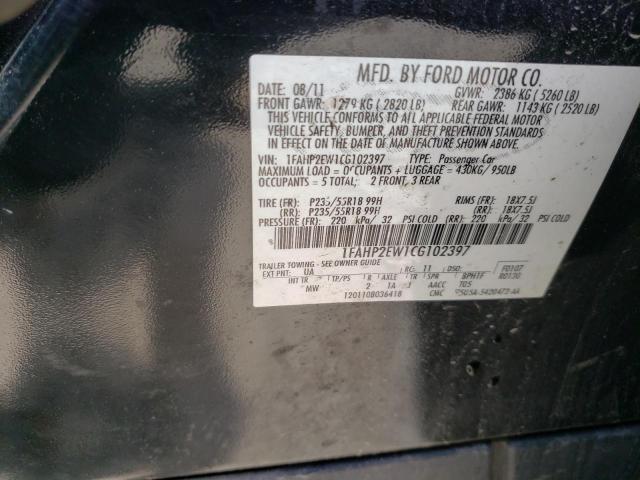 Photo 10 from auction – 2012 FORD TAURUS with VIN 1FAHP2EW1CG102397