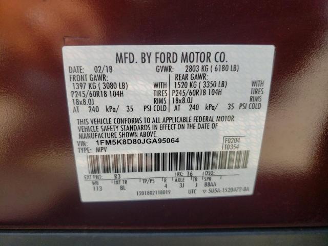 Photo 10 from auction – 2018 FORD EXPLORER X with VIN 1FM5K8D80JGA95064