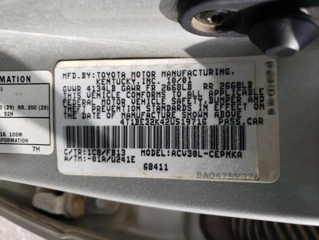 Photo 10 from auction – 2002 TOYOTA CAMRY LE with VIN 4T1BE32K42U519716