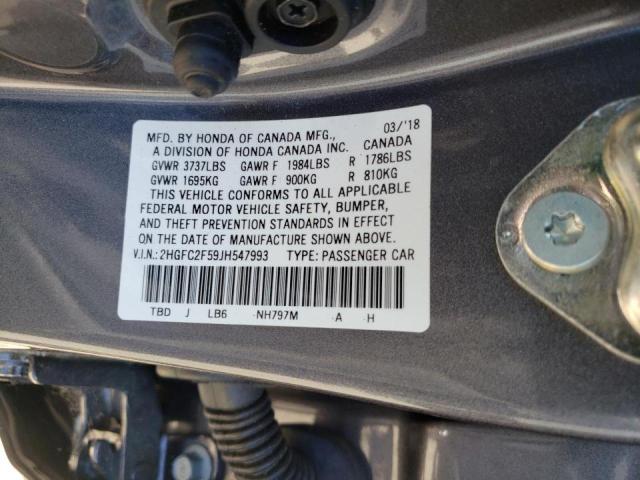 Photo 10 from auction – 2018 HONDA CIVIC LX with VIN 2HGFC2F59JH547993