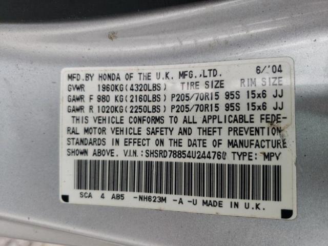 Photo 10 from auction – 2004 HONDA CR-V EX with VIN SHSRD78854U244760