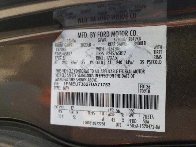Photo 10 from auction – 2007 FORD EXPLORER X with VIN 1FMEU73827UA71753