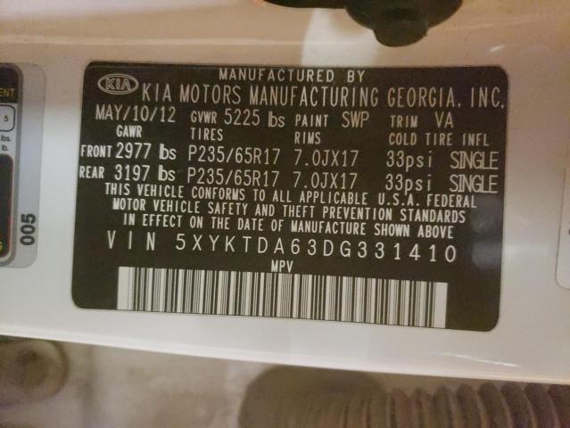 Photo 10 from auction – 2013 KIA SORENTO LX with VIN 5XYKTDA63DG331410