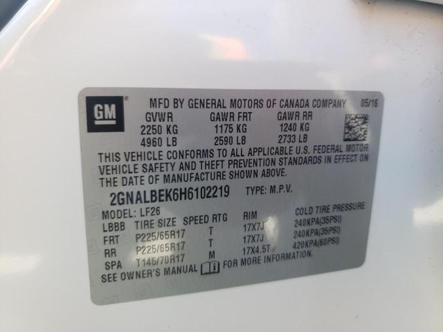 Photo 10 from auction – 2017 CHEVROLET EQUINOX LS with VIN 2GNALBEK6H6102219