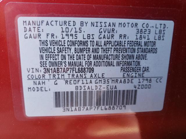 Photo 10 from auction – 2015 NISSAN SENTRA S with VIN 3N1AB7AP7FL688709