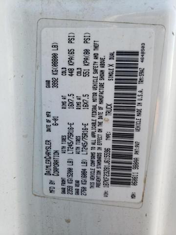 Photo 10 from auction – 2001 DODGE RAM 2500 with VIN 1B7KF23Z81J615596