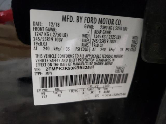 Photo 10 from auction – 2019 FORD EDGE TITAN with VIN 2FMPK3K93KBB42541