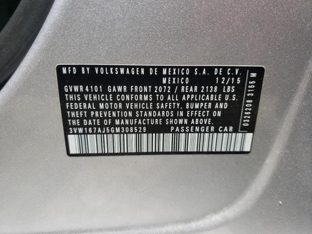 Photo 10 from auction – 2016 VOLKSWAGEN JETTA S with VIN 3VW167AJ5GM308529