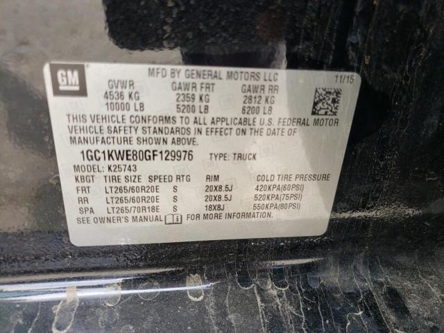 Photo 10 from auction – 2016 CHEVROLET SILVERADO with VIN 1GC1KWE80GF129976